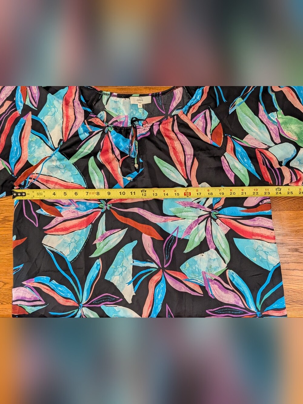 Entro Colorful Tropical Floral Patterned Bubble Sleeve Shirt - Picture 8 of 10